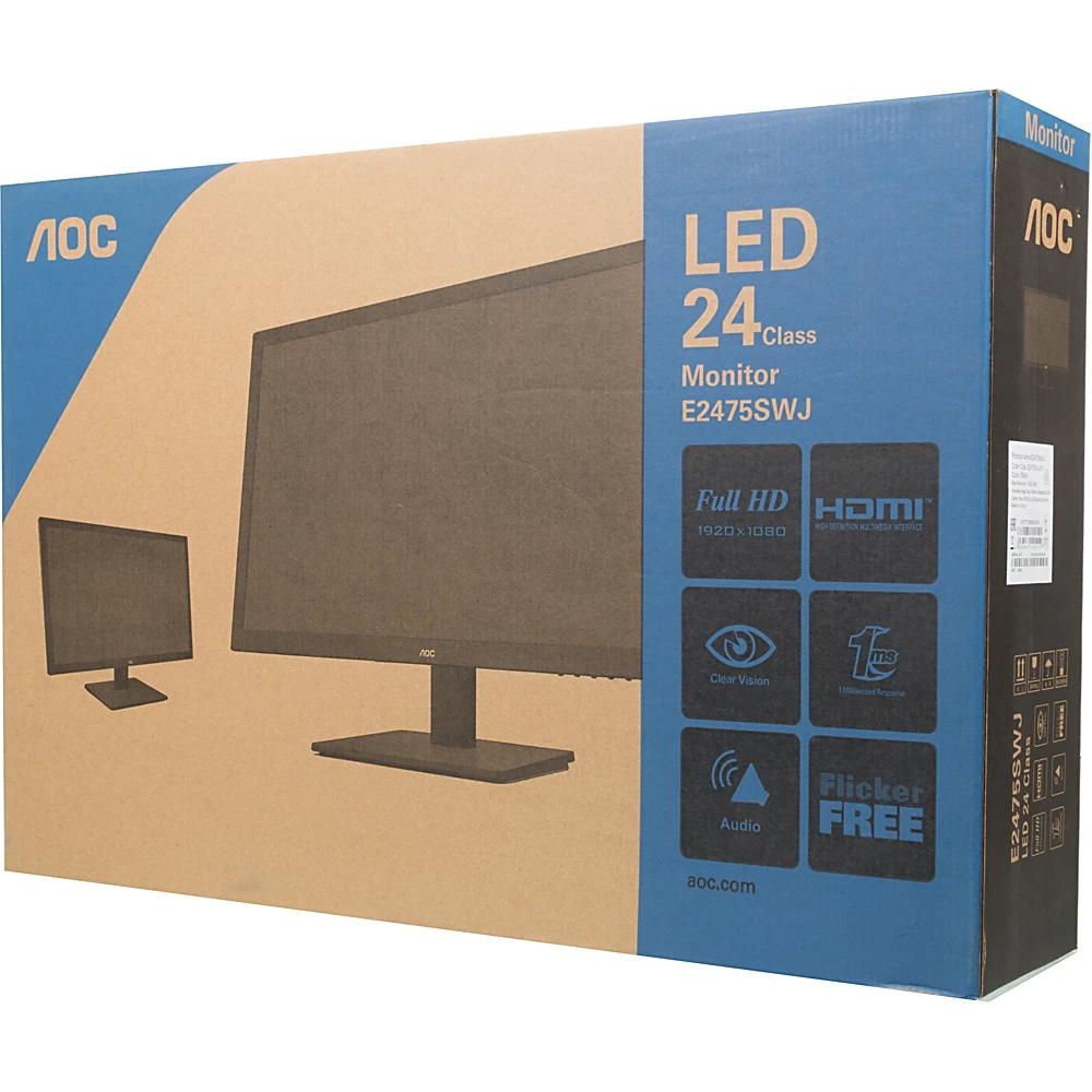 Монитор AOC 23.6" Professional E2475SWJ(00/01) черный TN+film LED 1ms 16:9 DVI HDMI M/M Mat 250cd
