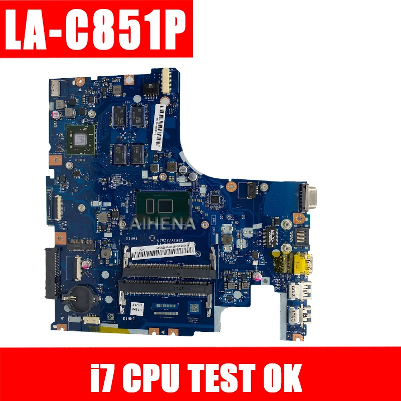

AIWZ2/AIWZ3 LA-C851P motherboard for Lenovo IdeaPad 500-15ISK laptop motherboard I7-6500U original 100% Test motherboard