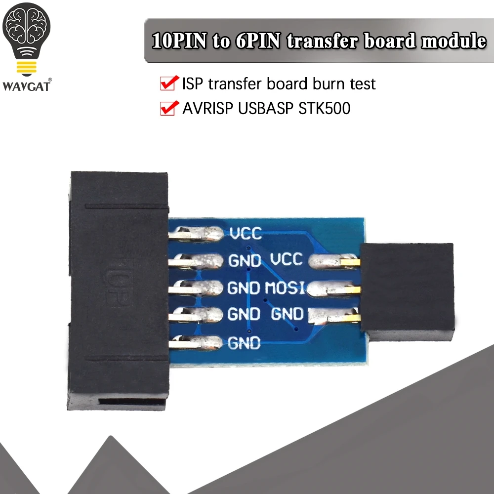 Бесплатная доставка плата адаптера 10 Pin на 6 для AVRISP MKII USBASP STK500 высокое качество |