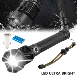 Lampe de poche tactique à LED 1000000 Lumens Xhp90 Xhp70, torche de chasse Rechargeable par USB avec lampe de Zoom 