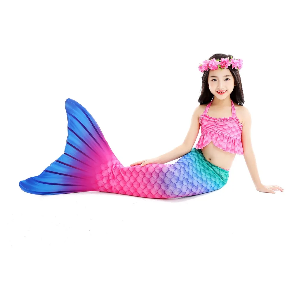 HOT Kids Girls Mermaid Tails with Fin Swimsuit Bikini BathingSuit Dress for Girls With Flipper Monofin For Swimming Costume corpse bride costume