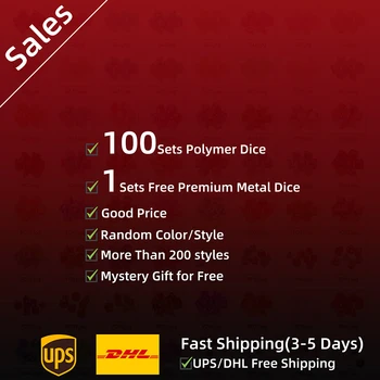 

100 Sets Polymer Dice Random Color Dice Set for Tabletop Games DnD RPG Include Free Metal Dice Mystery Gift DHL/UPS Free
