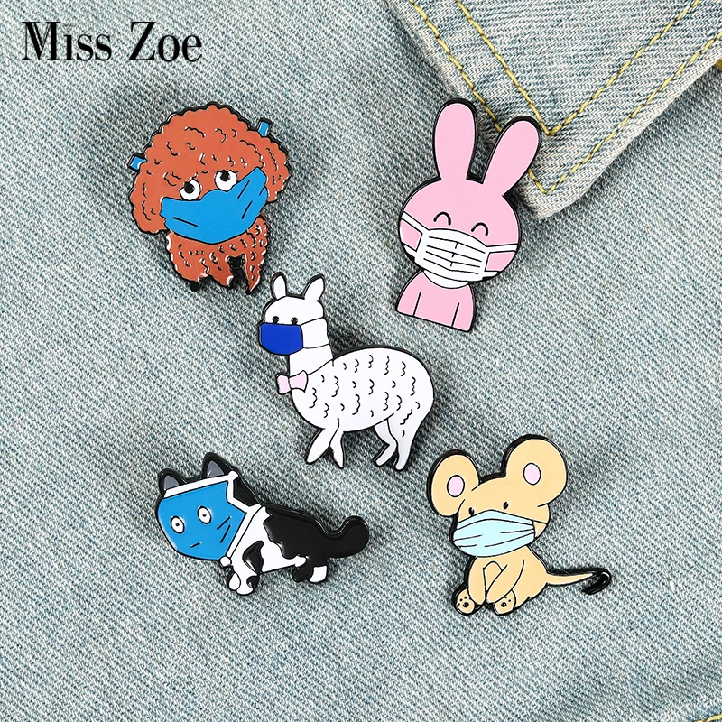 Bag Jewelry Brooches Lapel-Pin Alpaca Rat Animals Cartoon-Badge Custom Funny Rabbit Friends