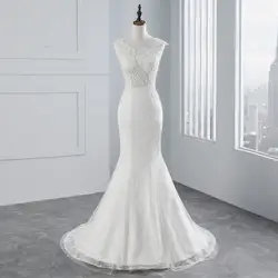Настоящая фотография новый стиль сексуальный грудь свадебное платье-русалка без рукавов кружевное свадебное платье Vestido de noiva