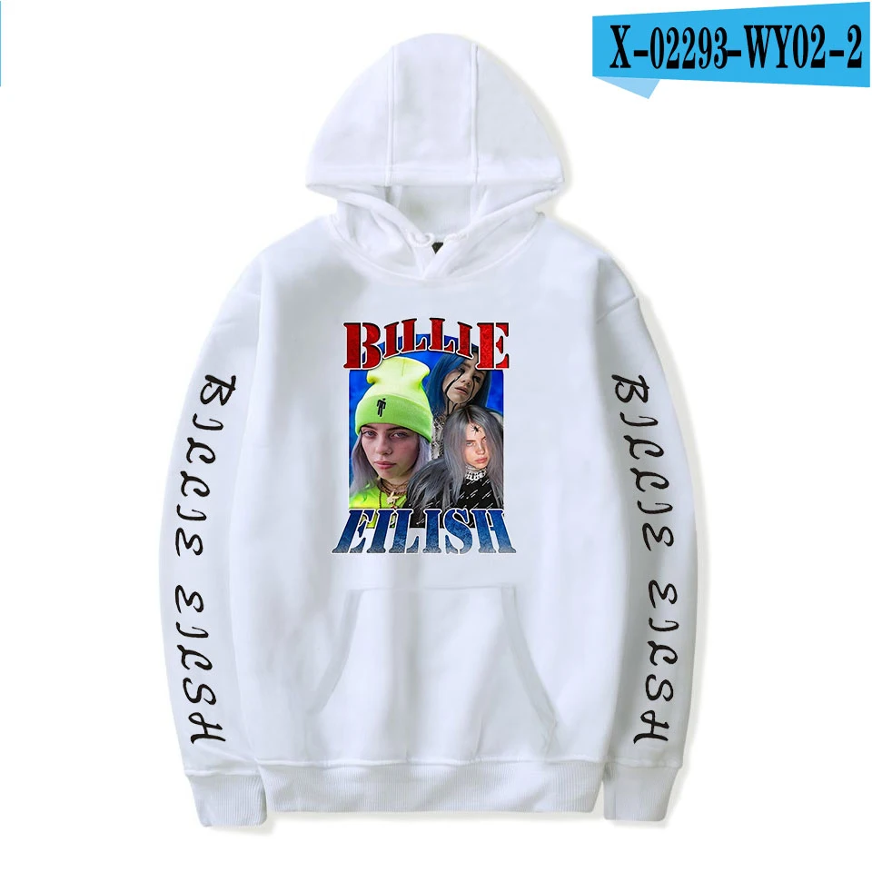 As picture Billie Eilish/толстовки с капюшоном с логотипом; Мужская толстовка; пуловер больших размеров; сезон осень-зима; удобные теплые толстовки для мальчиков и девочек - Цвет: As picture