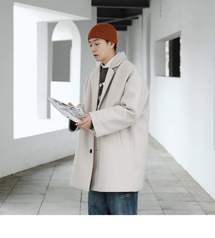 Manteau D'hiver Long Homme En Laine – Trench-coat Décontracté, Coupe Ajustée, Coupe-vent, Avec Poches, Plusieurs Tailles