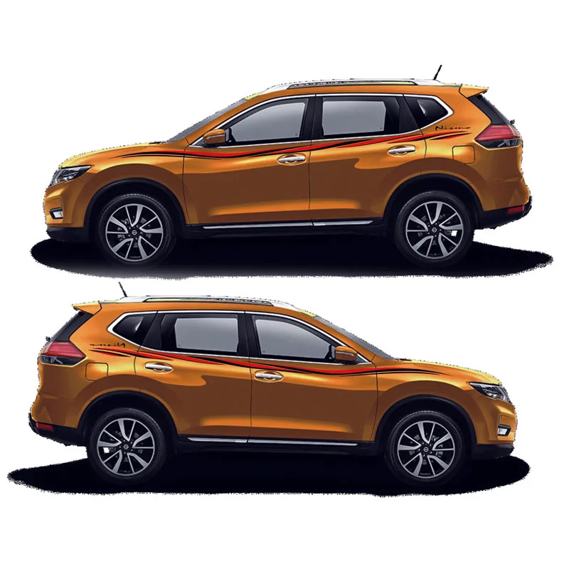 Golden car Гоночные спортивные полосы для Nissan X-Trail- Mark Levinson наклейка на боковую дверь автомобиля виниловая пленка Авто Наклейка - Название цвета: Golden car