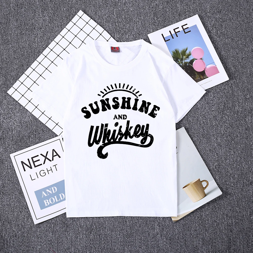 

Hillbilly Handsome T Shirt Print Sunshine and Wiuskey Women Shirts Short Sleeves Women Hot Sale Comfortable Fabric O-Neck TShirt
