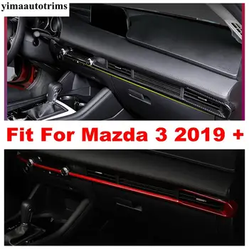 

Central Control Console Strip Cover Trim ABS Carbon Fiber Look / Red Interior Refit Kit Accessories For Mazda 3 2019 2020 2021