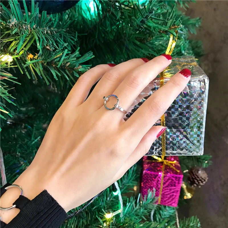 HUANZHI Новые корейские геометрические полые круглые простые металлические кольца для женщин девушек вечерние Ретро Ювелирные изделия Подарки