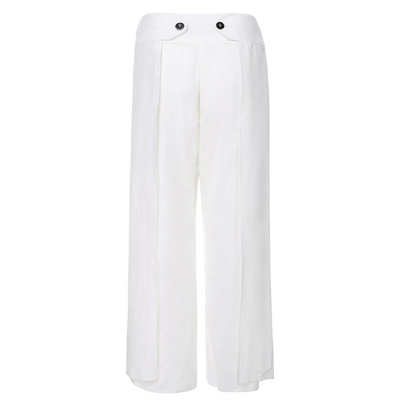 Oversized Long Pantalon Women Celmia Cotton Linen Solid Wide Leg Pants Casual Loose High Split Trousers Femme Streetwear Palazzo