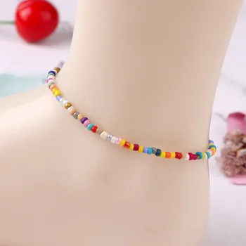 

Bohemian Beach Handmade Colorful Seed Beads Anklet Women's Barefoot Crochet Sandals Foot Jewelry Leg Chain Ankle Bracelets K427