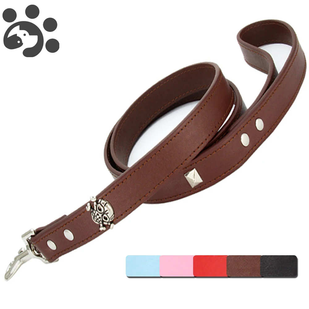 Wholesale Leather Dog Leash Pet Dogs Leashes 5 Colors Solid Dog