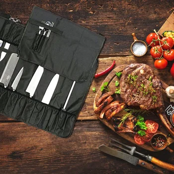

Chef Cutlery Bag With 11 Slots Roll Bag Multi-function with Handle Shoulder Strap Mesh Holder DNJ998