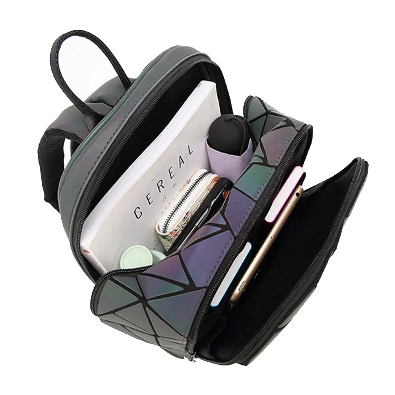 Роскошные женские рюкзаки, Светящийся рюкзак с геометрическим рисунком для подростков, дорожная школьная сумка, многофункциональный рюкзак, модные сумки на плечо