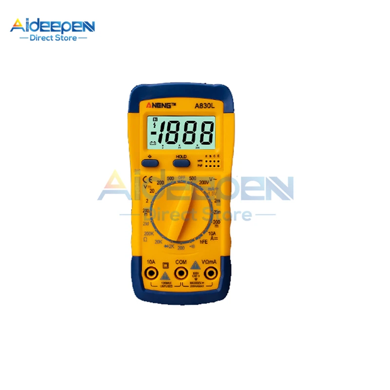 Blue yellow Portable A830L LCD Digital Multimeter AC DC Voltage Diode Freguency Multitester Handheld Volt Current Tester With Test Probe - Цвет: Blue yellow