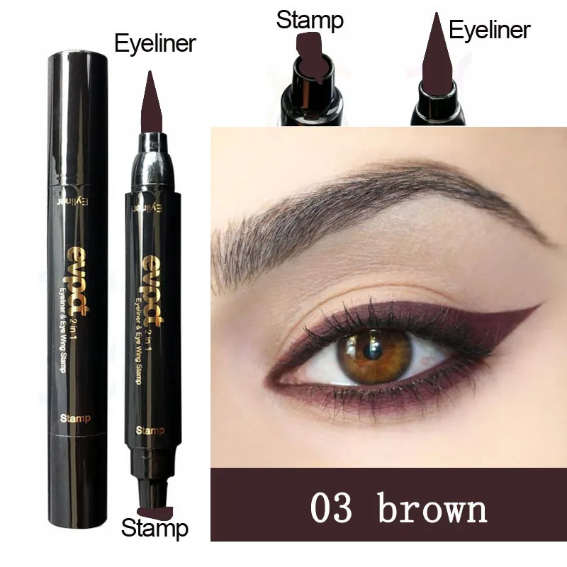 Evpct 7 цветов 2 в 1 жидкая блестящая подводка для глаз с подводкой для глаз, печать макияжа, тонкое крыло, черный, коричневый, дымчатый карандаш для глаз TSLM1 - Цвет: 03