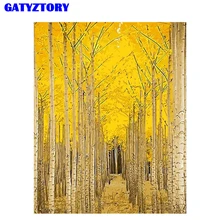 GATYZTORY рамка осенний лес Diy картина по номеру Пейзаж Современная домашняя Настенная картина Раскраска по номерам домашний декор