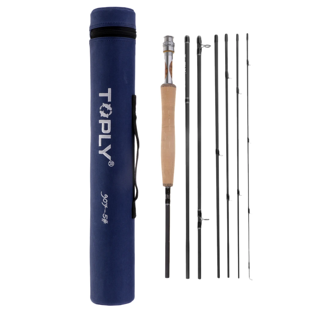 7-Pieces Traveler Fly Fishing Rod 46T Carbon Rod 9ft Fly Rod with Tube Case