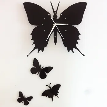 

Creative Acrylic Butterfly Wall Clock Mute Cartoon Animal Clock Bedroom Living Room Decorative Wall Stickers Home Decor WC1024