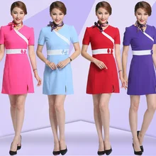 Женщины V шеи Больница униформа медсестры Доктор Медсестры короткий рукав лоскутное лук-узел медицинский салон красоты спа Рабочая одежда