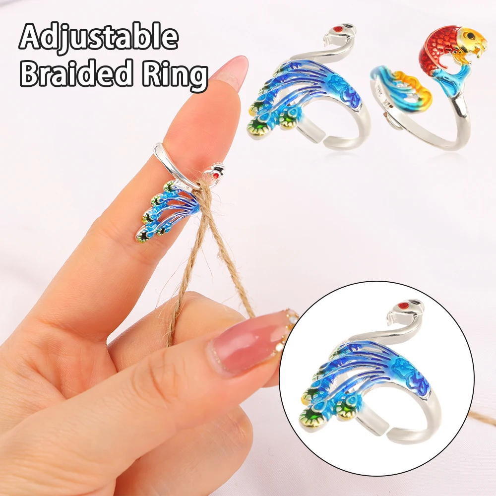 Adjustable Peacock Knitting Ring Crochet Adjustable Ring Finger