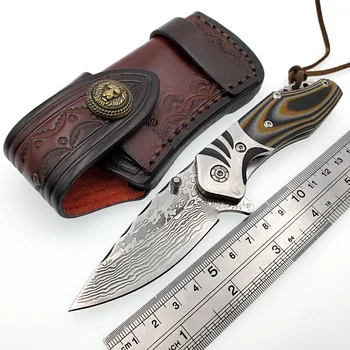 

Damascus Pocket Folding Knife G10 Steel Handle Outdoor Survival Tactical Hunting Knives Camping Combat Diving Multi EDC Tools
