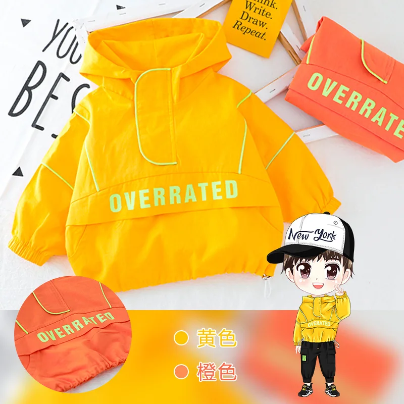 

2020 Spring And Autumn New Style 0-4-Year-Old Children Baby 3 Korean-style Fluorescent Hooded Lettered Two-Piece Set Men And Wom