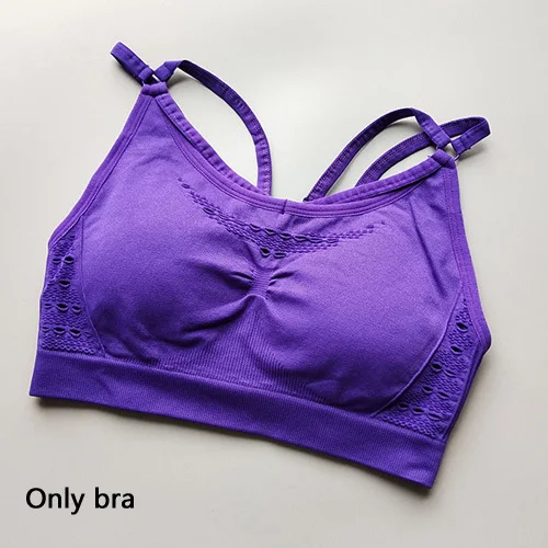Purple Bra Energy бесшовные леггинсы+ бюстгальтер на бретельках 2 шт. Набор для йоги женский спортивный костюм для фитнеса Леггинсы для йоги с высокой талией набор для бега спортивная одежда - Цвет: Purple Bra