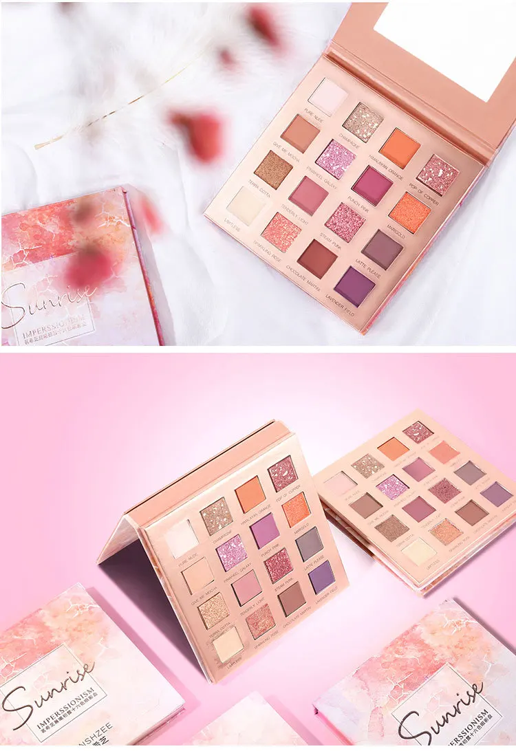 Новое поступление Sunrise тени для век Палитра матовые тени блеск глаз, макияж Shimmer shade 16 цветов tslm1