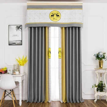 

3-color spliced curtains 90% living room sunshade curtains, curtain panels, printing custom curtains