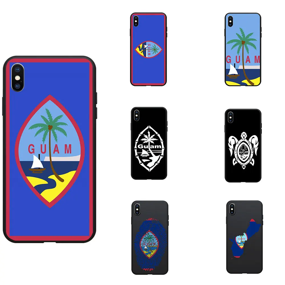 Guam 국기 국장 테마 소프트 TPU 전화 케이스 커버 이미지 로고 iPhone 6 7 8 S XR X Plus 11 Pro