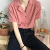 2020 Summer Blouse Shirt For Women Fashion Short Sleeve V Neck Casual Office Lady White Shirts Tops Japan Korean Style #35 4