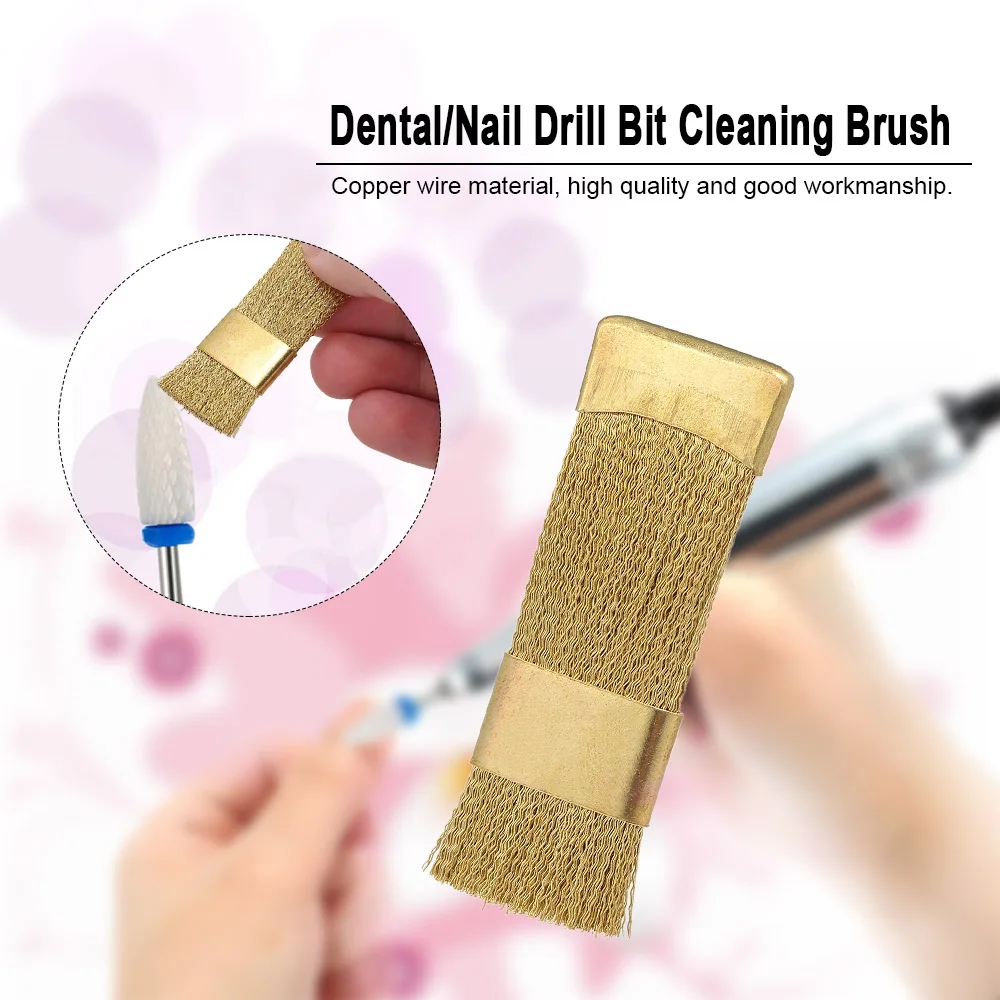 

Dental Drill Bit Cleaning Brush Portable Electric Manicure Drills Copper Wire Drill Brusher Cleaner Nail Art Tools