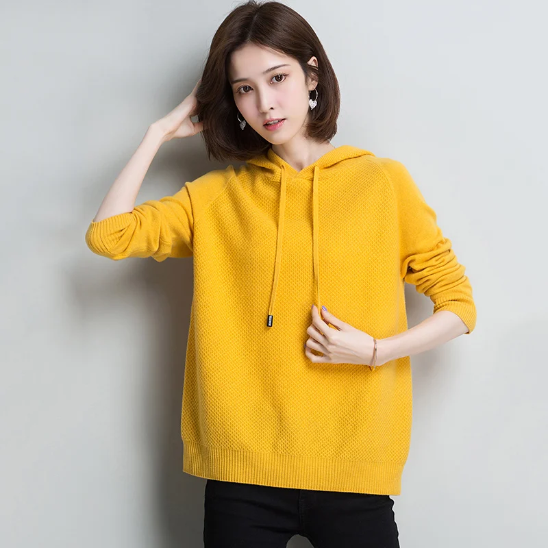 

women long-sleeved hooded sweater fashion 2019 spring autumn thin Knitted sweaters