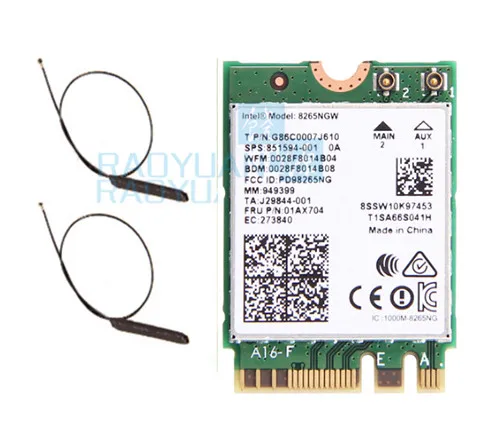 Двухдиапазонный 2,4G/5 ГГц wifi беспроводной Bluetooth для Intel 8265NGW беспроводной-AC 8265 NGFF 802.11ac 867 Мбит/с 2x2 MU-MIMO wifi BT 4,2 карта - Цвет: 8265NGW IPEXCable