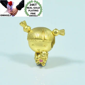 

OMHXZJ Wholesale CA373 European Fashion Hot Fine Woman Girl Party Birthday Wedding Gift Girl Beads DIY 24KT Gold Pendant Charm