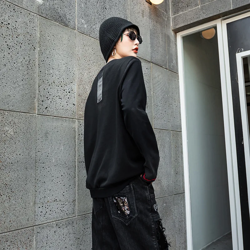 Max LuLu модная Корейская зимняя женская одежда в стиле панк женские джинсовые черные футболки с принтом винтажные Лоскутные женские футболки на молнии