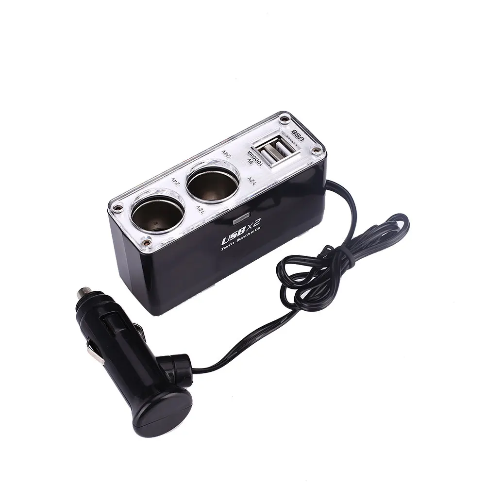 12V 2Way Car Auto Outlet Cigarette Lighter Dual USB Power Charger Adapter