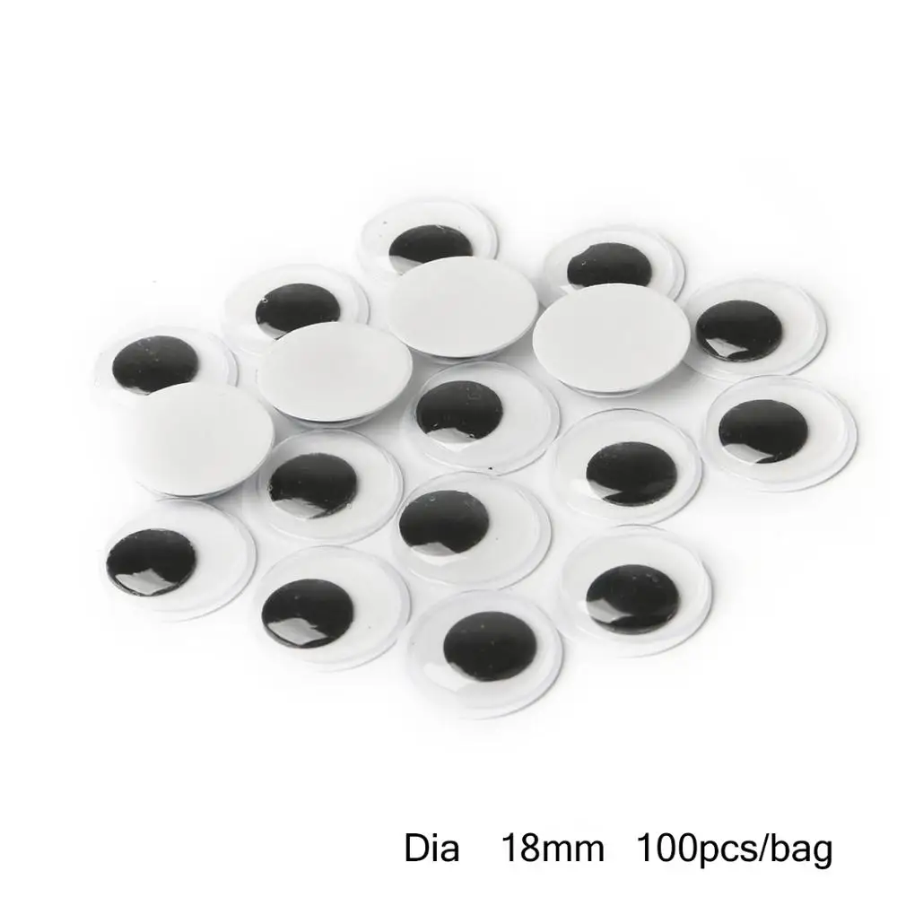 18mm 100pcs 50-500 шт Самоклеющиеся Смешанные случайные прибл. 4-15 мм куклы глаз для игрушек Googly глаза используются для куклы аксессуары DIY ремесло - Цвет: 18mm 100pcs