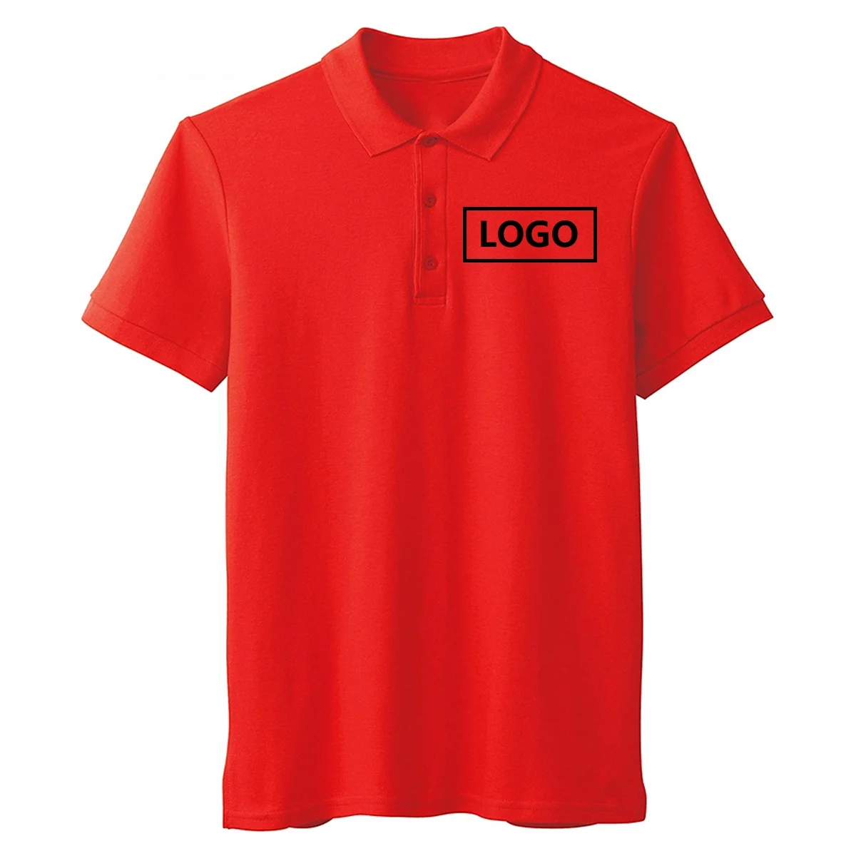 Повседневные однотонные рубашки поло с коротким рукавом, принтованный дизайн, фото, логотип «сделай сам», индивидуальные мужские и wo мужские хлопковые рубашки поло, топы, форма компании - Цвет: Red