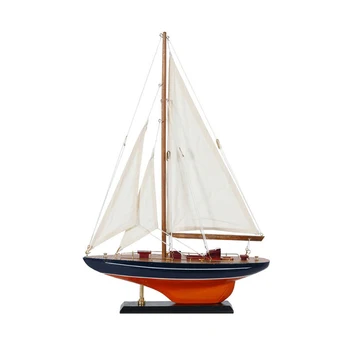 

Mediterranean Wooden Sailboat Handmade Model Decoration Smooth Sail Craft Boat 30cm Manual European Sailboat Craft Accessories