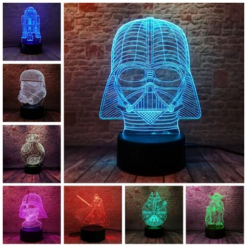 

Star Wars Darth Vader Figure Flash Model 3D Desk Nightlight LED 7 Colors Changing Sleeping Light Toys Kids