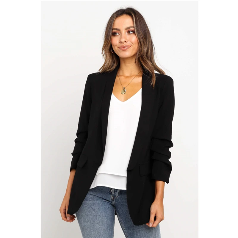 discount  Spring Summer Women Casual Jacket HOT Women Black Slim Single Button Casual Business Jacket