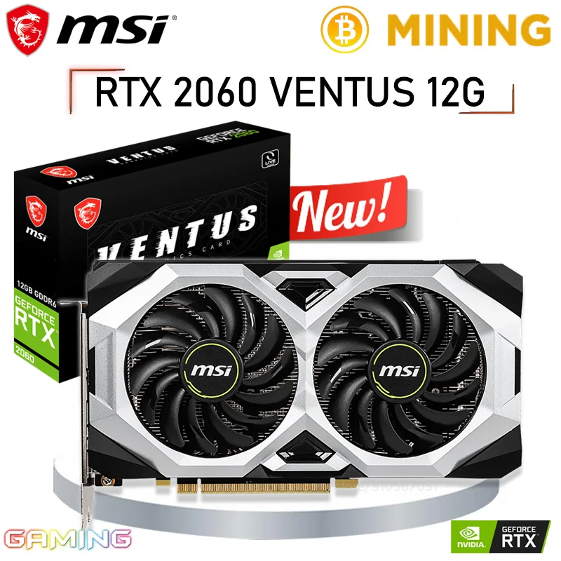 GDDR6 MSI GeForce RTX 2060 VENTUS 12G карточка для майнинга 14000 МГц 8pin 12 Гб 192bit графическая карта |