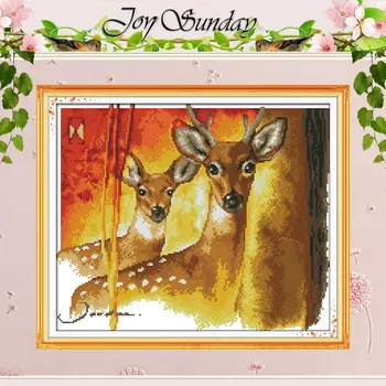 

Sika Deer Patterns Counted Cross Stitch 11CT 14CT Cross Stitch Set Wholesale Animals Cross-stitch Kits Embroidery Needlework