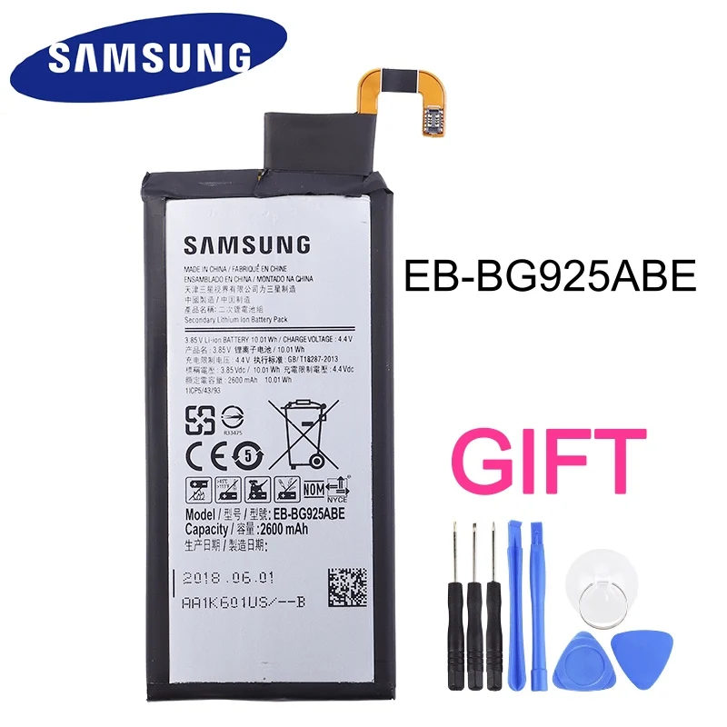 EB-BG925ABE samsung оригинальная замена Батарея для samsung Galaxy S6 Edge G9250 G925FQ G925F G925S S6Edge G925V G925A 2600 мА-ч