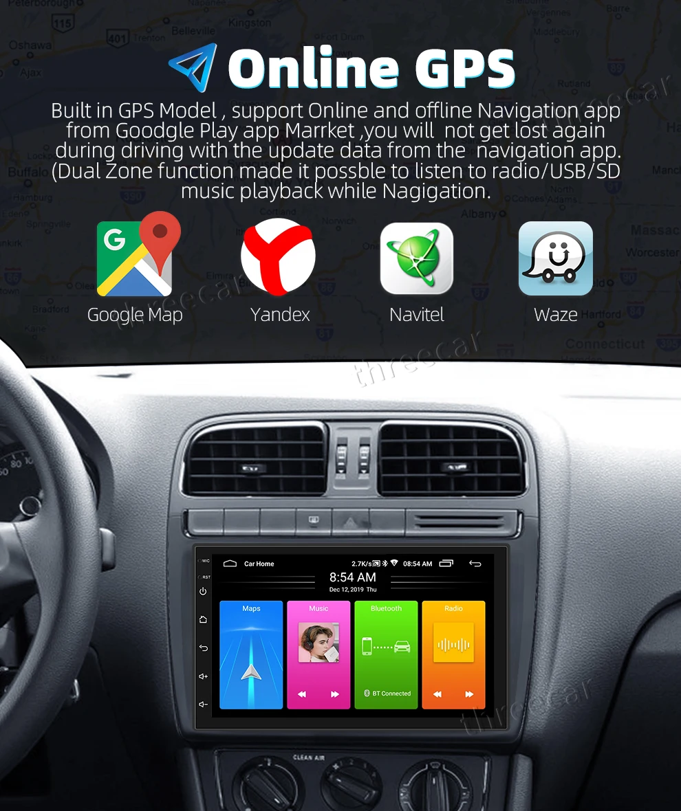 Универсальная Автомагнитола 2 Din 7 дюймов GPS навигация Bluetooth Android 8 1 Wi Fi FM Раздельный