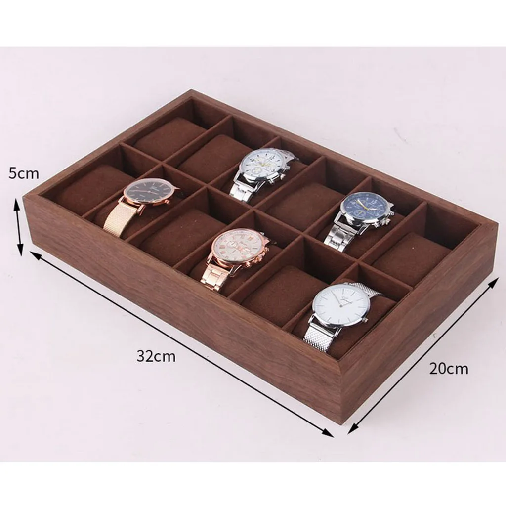 Wooden Watch Box Case Display Tray w/ Cushion Jewelry Organizer 6/12/18 Slots
