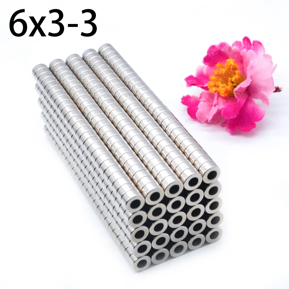 

1000 pcs strong ring Dia.6mmx3mm hole 3mm N52 neodymium rare earth magnets ndfeb D6x3mm d6mm x 3 mm D6 mm x 3 mm